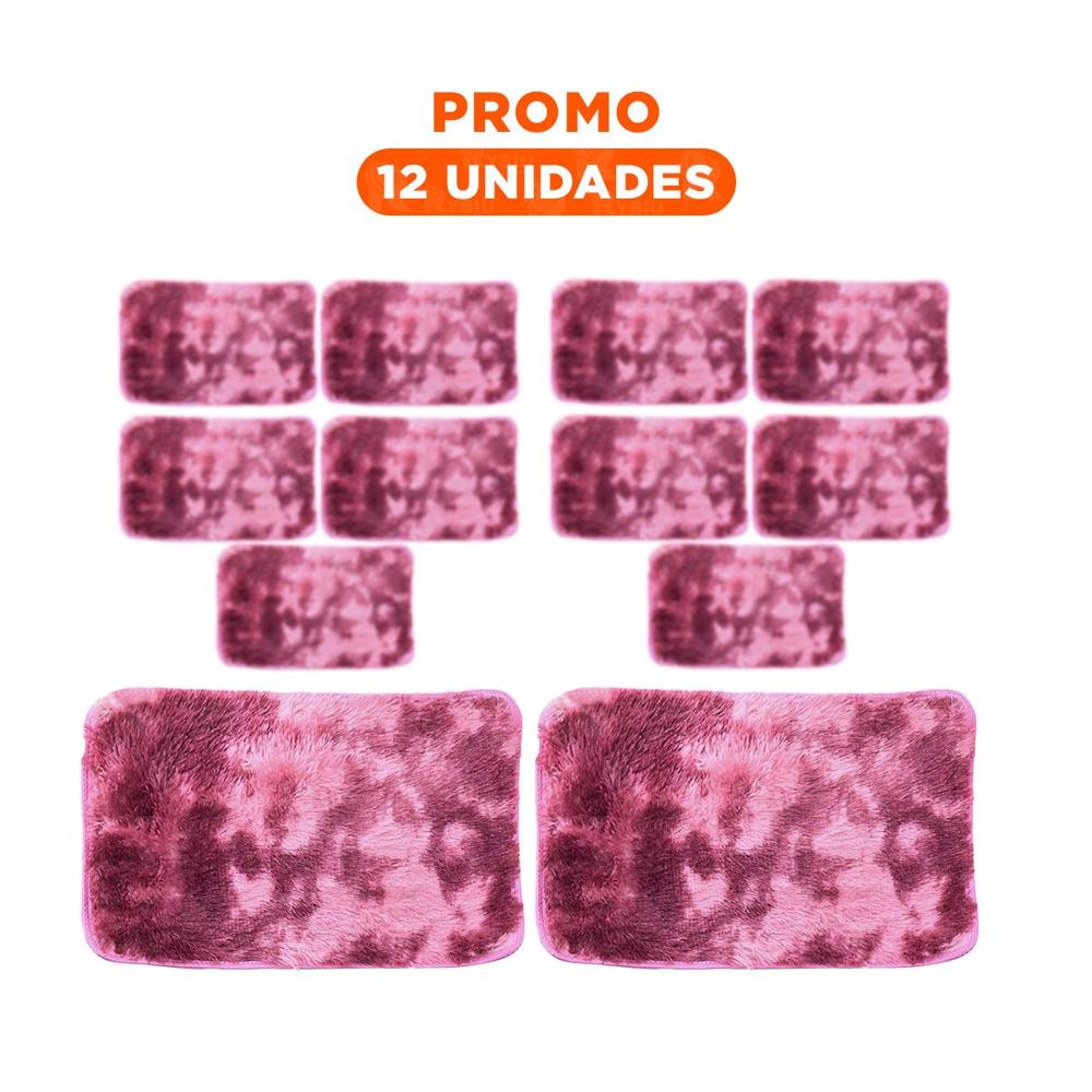 Pack12 Alfombrilla Rectangular 40x60cm Guinda y Rosado con Superficie Peluche