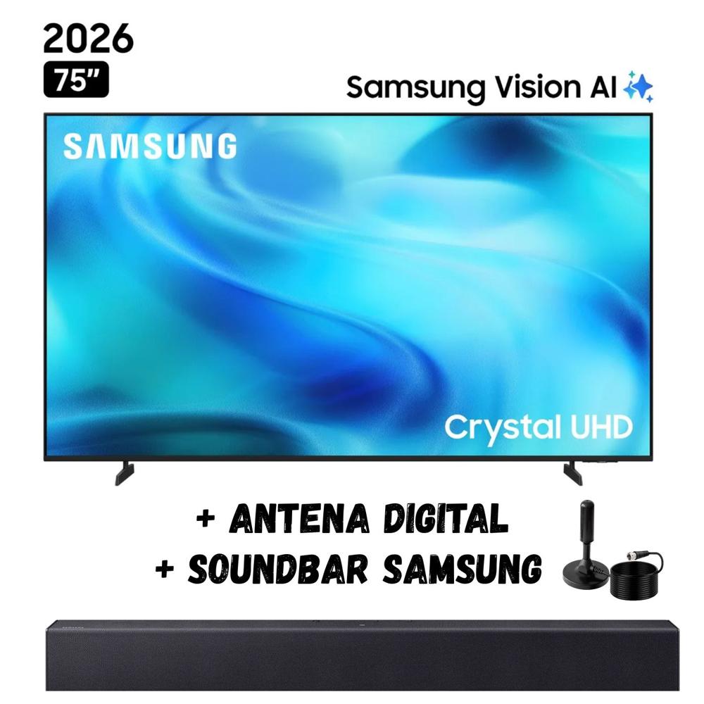 Televisor Smart TV 75'' Samsung Crystal UHD 4K UN75U8000HGXPE 2026 - Ant - Soundbar Samsung