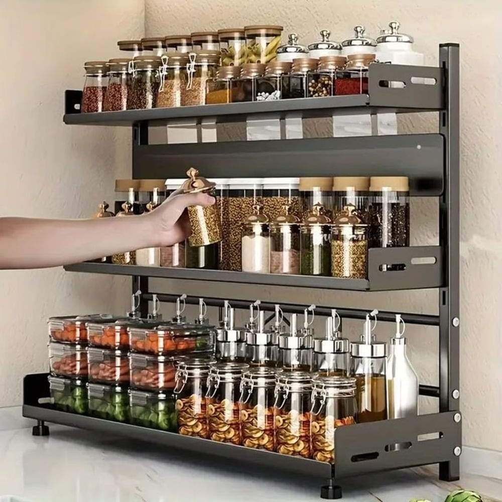 Organizador de Especias y Utensilios de Metal de 3 Niveles