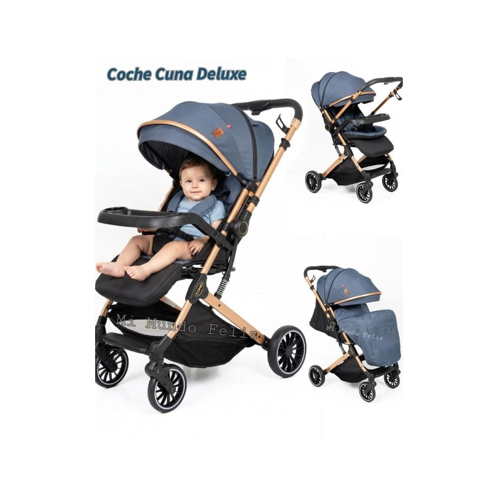 Coche Para Bebe Mango Reversible Blue Golden Azul claro