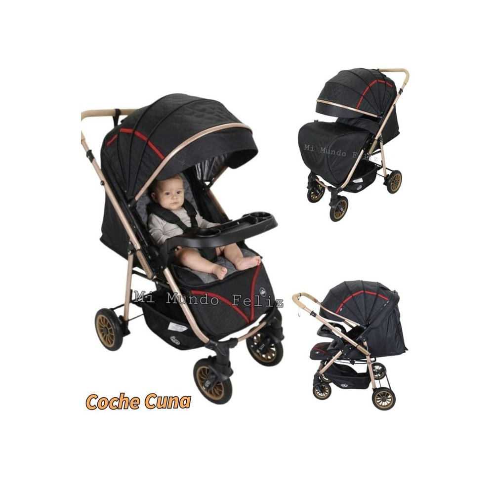 Coche Para Bebe Mango Reversible Negro Negro mate