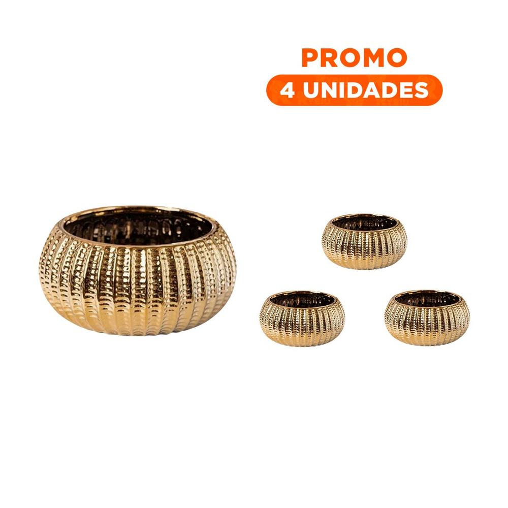 Pack4 Cuenco Ceramica Galvanizada 15x20x10.5cm Dorado
