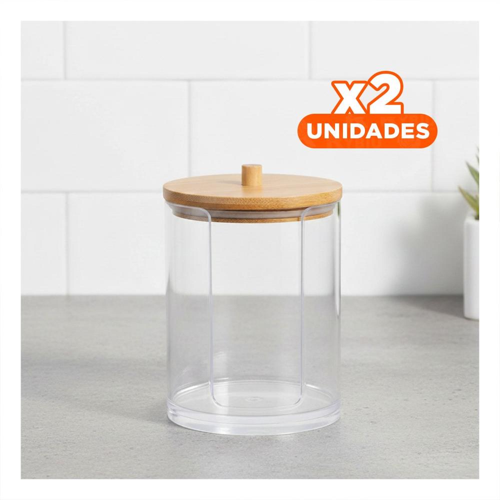 Pack2 Organizador con Madera 7x11 cm Transparente con mucha Capacidad Sala