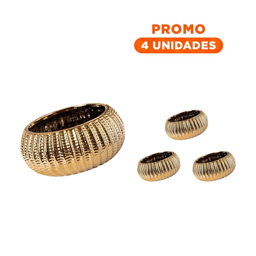 Pack4 Jardin Cuenco Ceramica Dorado Acanalado Para Planta Y Sala