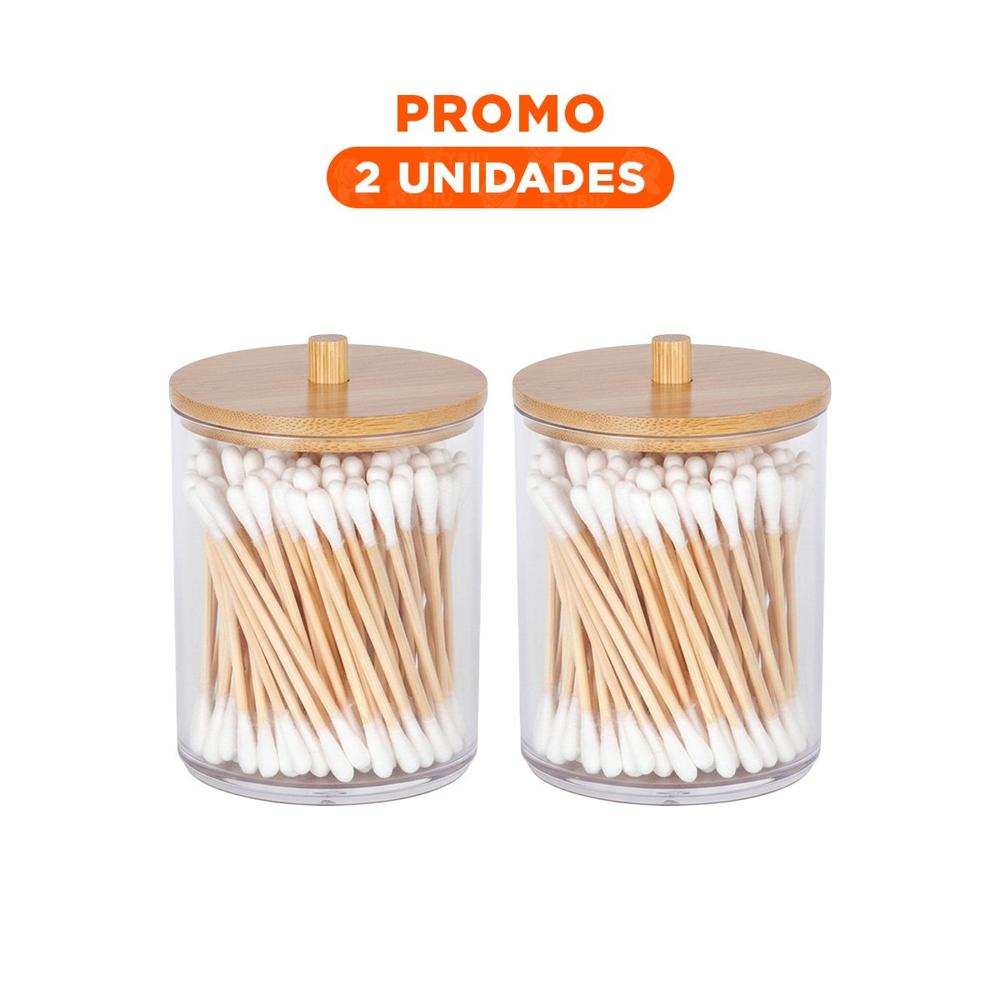 Pack2 Frasco Acrilico con Tapa de Madera 7x11cm Transparente Orden Diario Y Regalo Sticker