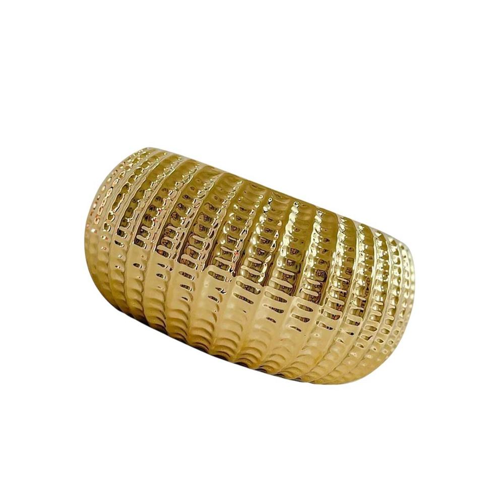 Vasija Cuenco De Ceramica Galvanizada 17.5x22x11.5cm Dorado Acanalado Y Regalo Sticker