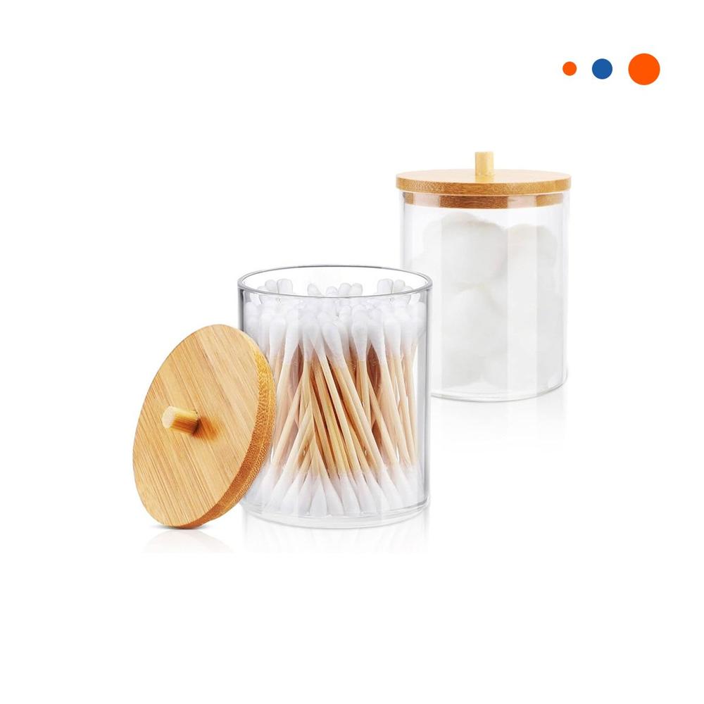 Dispensador Doble de Acrilico con Tapa de Madera Transparente Uso Hogar Y Regalo Sticker