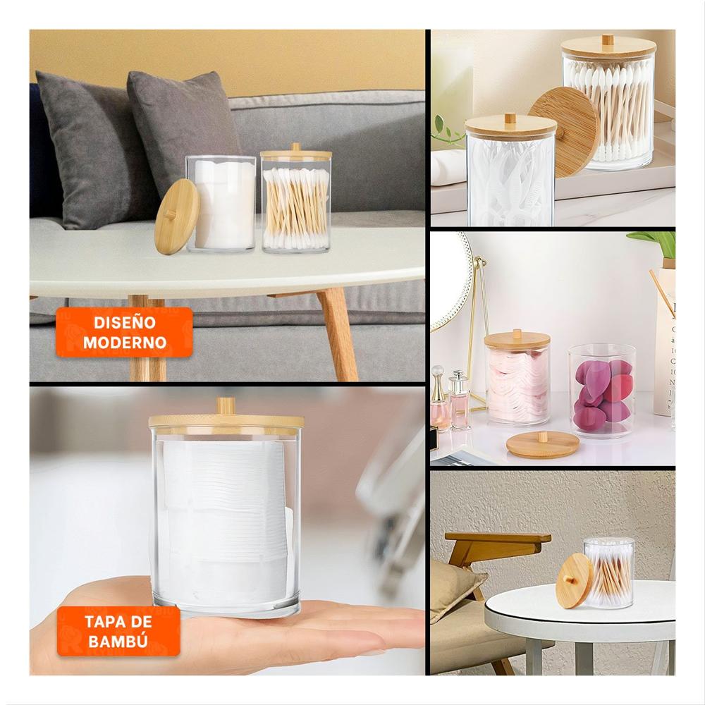 Dispensador Acrilico con Tapa de Madera 7x11cm Transparente Uso Hogar Y Ligas Regalo