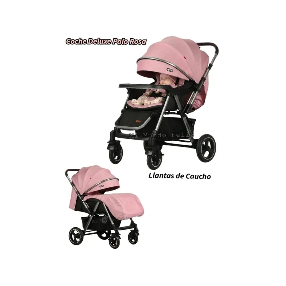 Coche para Bebe Silver Rosa con Tapapies Llantas Caucho Rosado claro