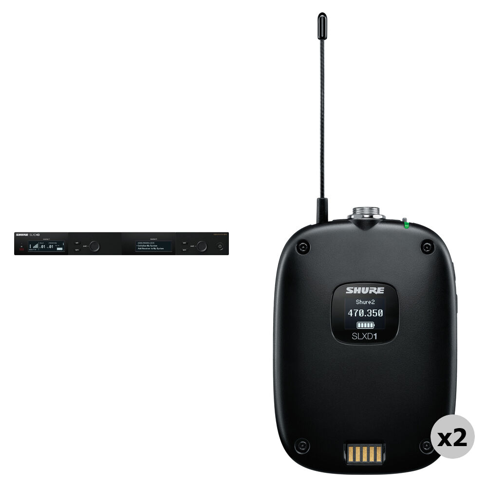 Shure SLXD14D Sistema Inalámbrico Digital de Cuerpo Doble Canal con 2 Transmisores Bodypa
