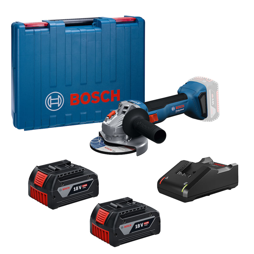Amoladora Angular 18V Brushless Incluye 2 Baterias 4.0 Ah con Carg Bosch GWS 18V-8