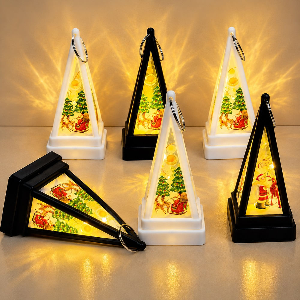 Set de 5 Farolitos Navidenos a Pilas Adornos Colgantes con Luz Ambar