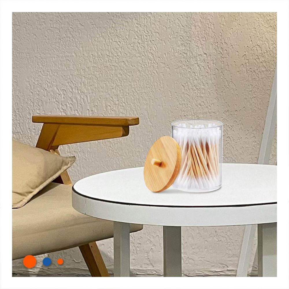 Dispensador Acrilico con Tapa de Madera 7x11cm Transparente para Hisopos