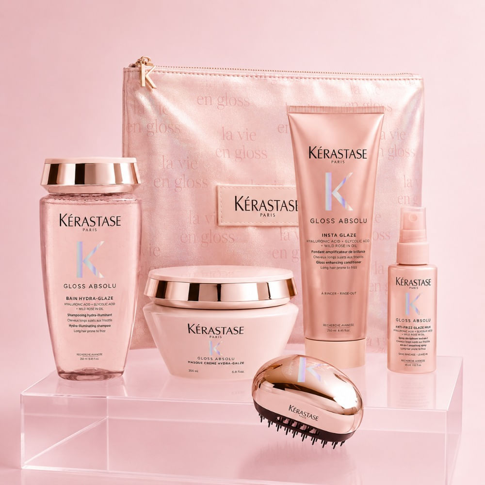 Kerastase gloss absolu pack cabello fino shampoo 250 acondicionador 250 mascarilla 200 travel