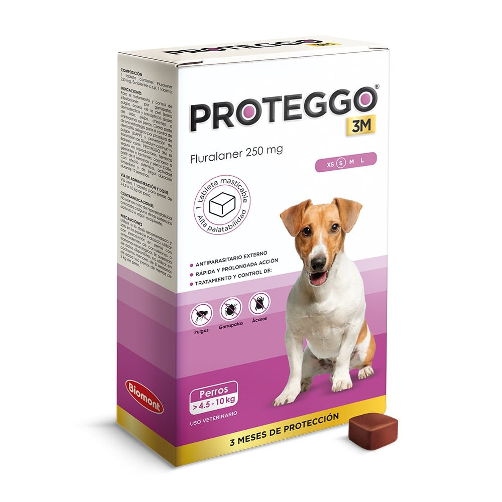 Proteggo 3m 250 mg - 4.5 a 10 kg - 1 Tab x 3 meses