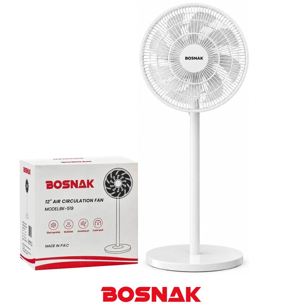 Ventilador Bosnak BK 519 12 Pulg 3 Vel Blanco
