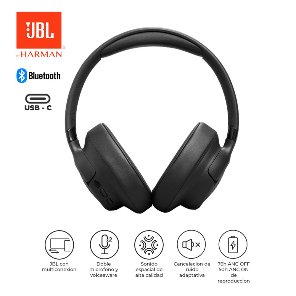 Audífonos Inalámbricos JBL Tune 780NC Bluetooth 6.0 ANC Pure Bass 76H Micrófono Negro