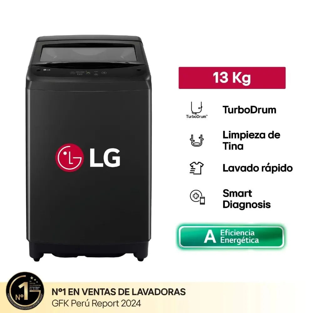 Lavadora LG Carga Superior 13Kg WT13OBVTB Onyx Negro