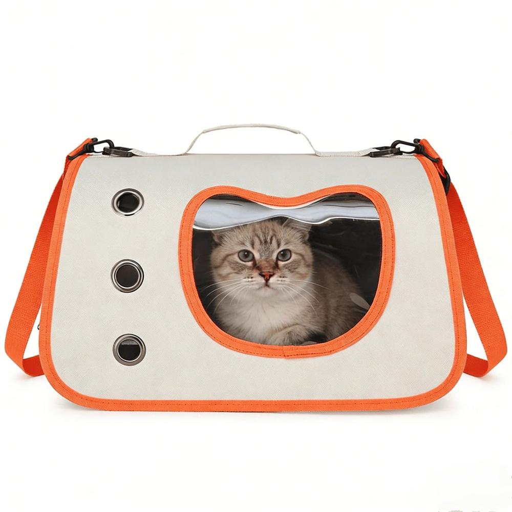 Bolso Transportador Plegable para Gatos Cómodo Ventilado y Seguro - 40x24x24 - ANARANJADO