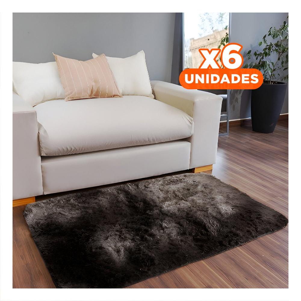 Pack6 Alfombrilla Dimensiones 40x60cm con Textura Peluche Marron y Crema YPapel Regalo