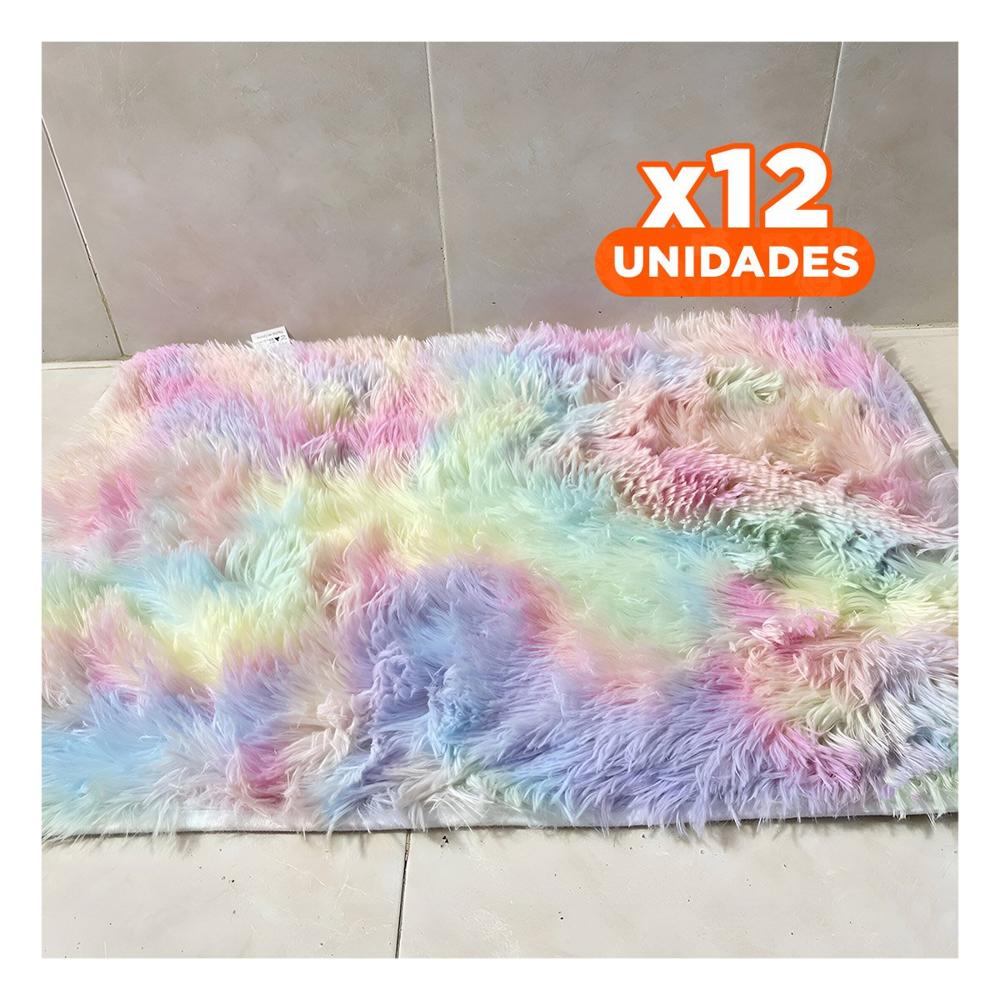 Pack12 Base Rectangular Dimensiones 40x60cm de Textura Peluche Multicolor Y Papel Regalo