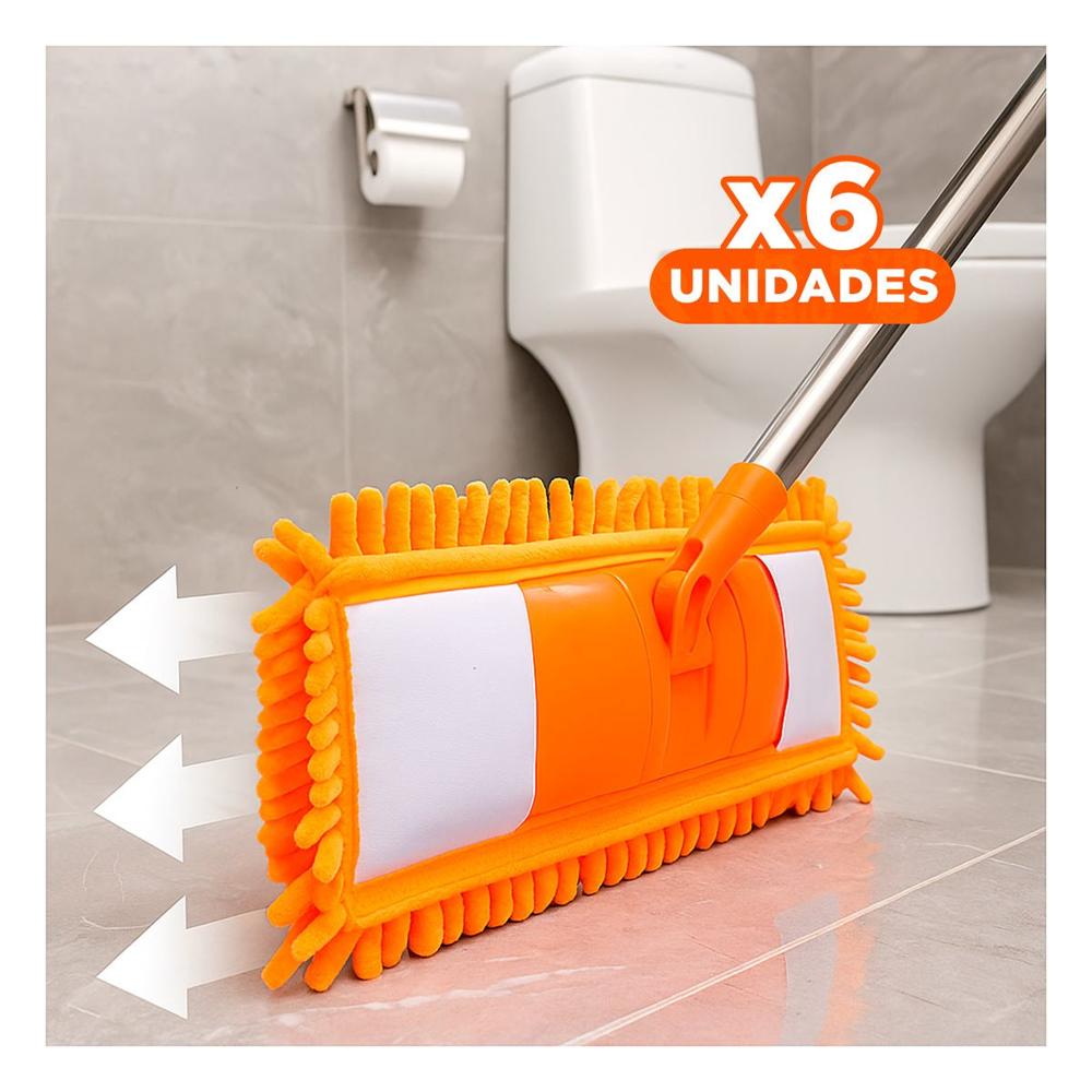 Pack6 Repuesto Rectangular de Microfibra Naranja Suave y Resistente para Pisos Y Papel Regalo