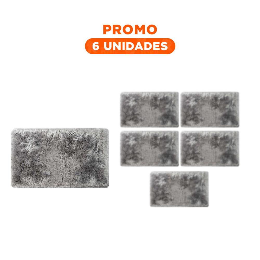 Pack6 Alfombrilla de Textura Peluche Plomo Rectangular 40x60cm YRegalo Sticker
