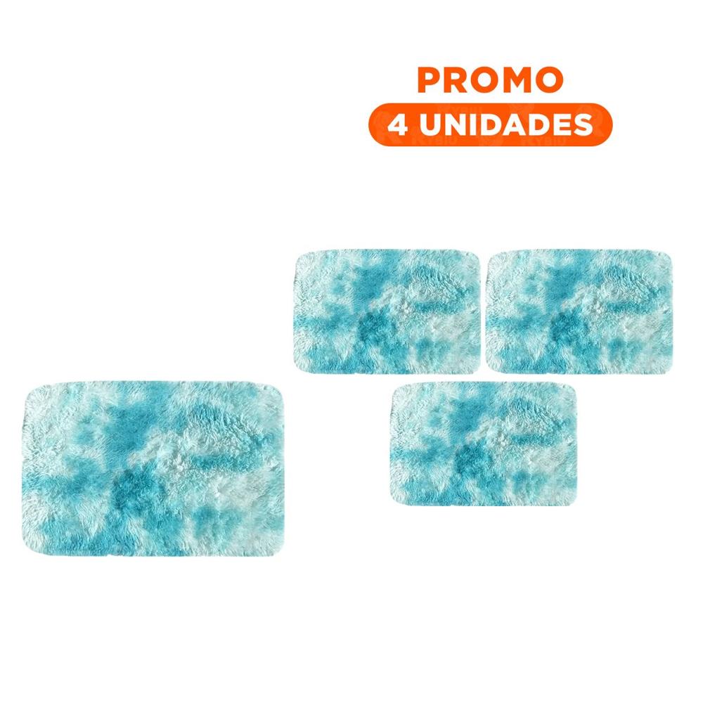 Pack4 Tapete Rectangular con Dimensiones 40x60cm Peluche Celeste y Blanco