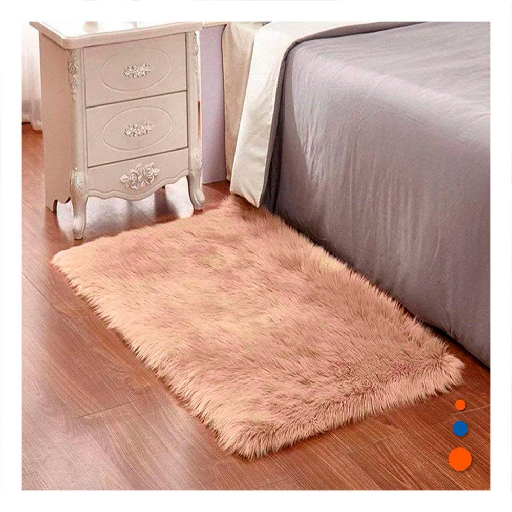Alfombra de Textura Peluche Rectangular con Camello y Crema Dimensiones 40x60cm Y Notas
