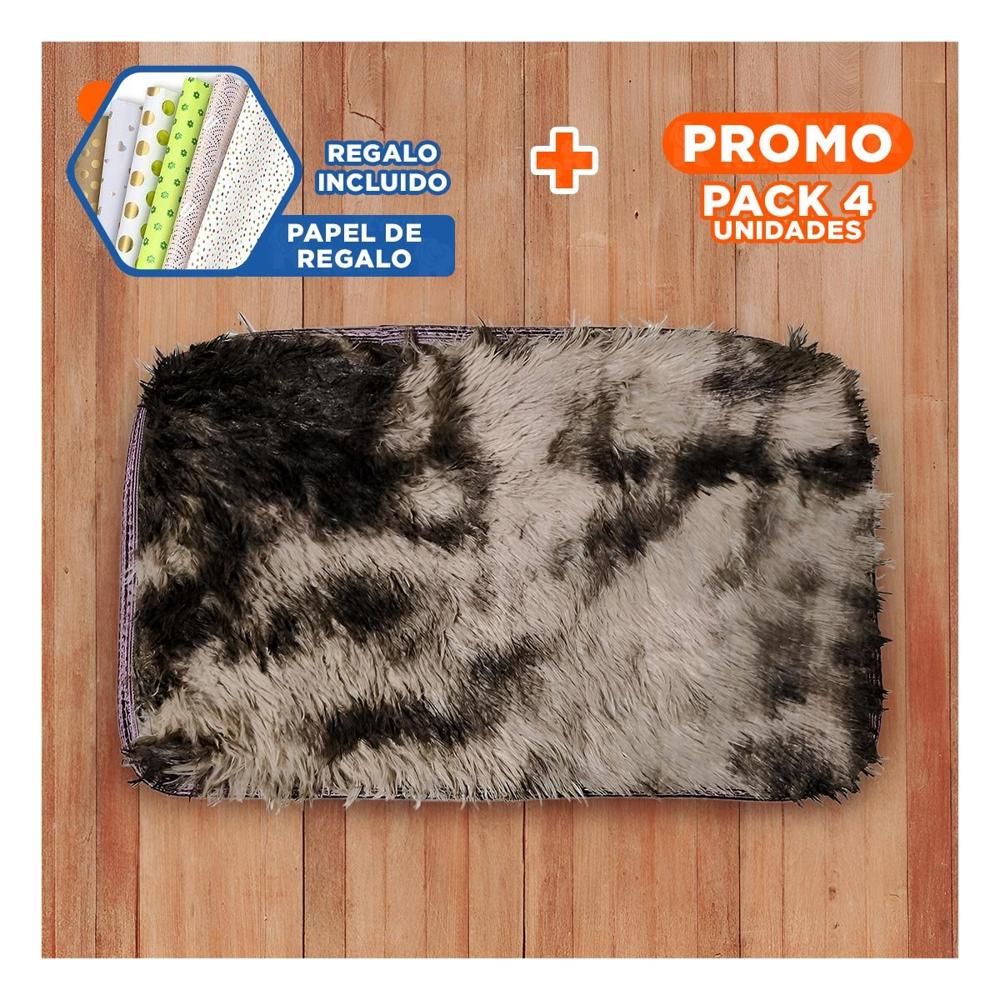 Pack6 Alfombrilla de Textura Peluche Marron y Crema Rectangular 40x60cm Y Regalo Sticker