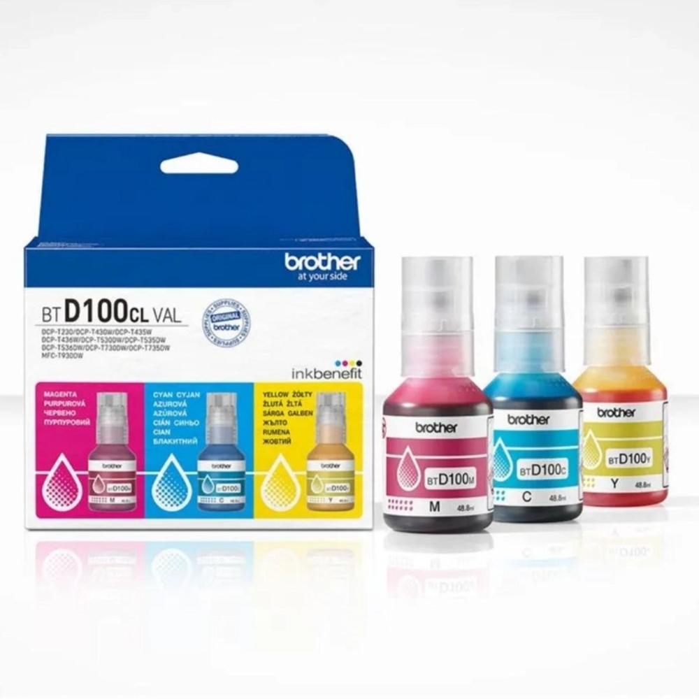 Pack de 3 Tintas Brother BTD100CL3PK Color Ultra Rendimiento - InkBenefit Tank DCP-T230/T430W/T436W