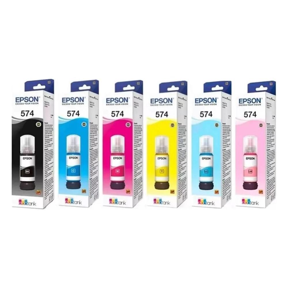 Kit de Tintas Epson T574 6 Colores 70ml c/u para EcoTank L8050/L18050
