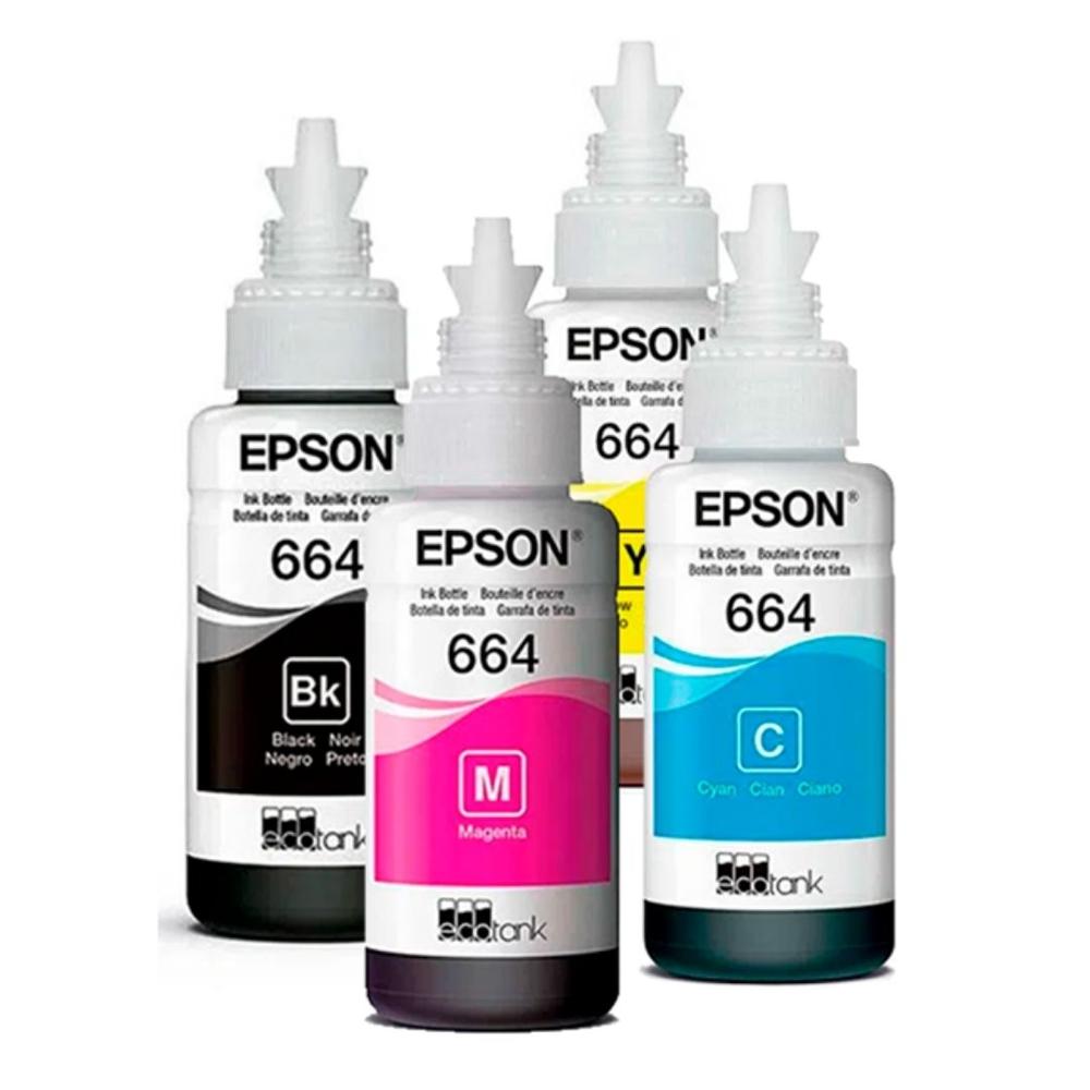 Kit de Tintas Originales Epson 664 (4 colores) 70 ml para EcoTank