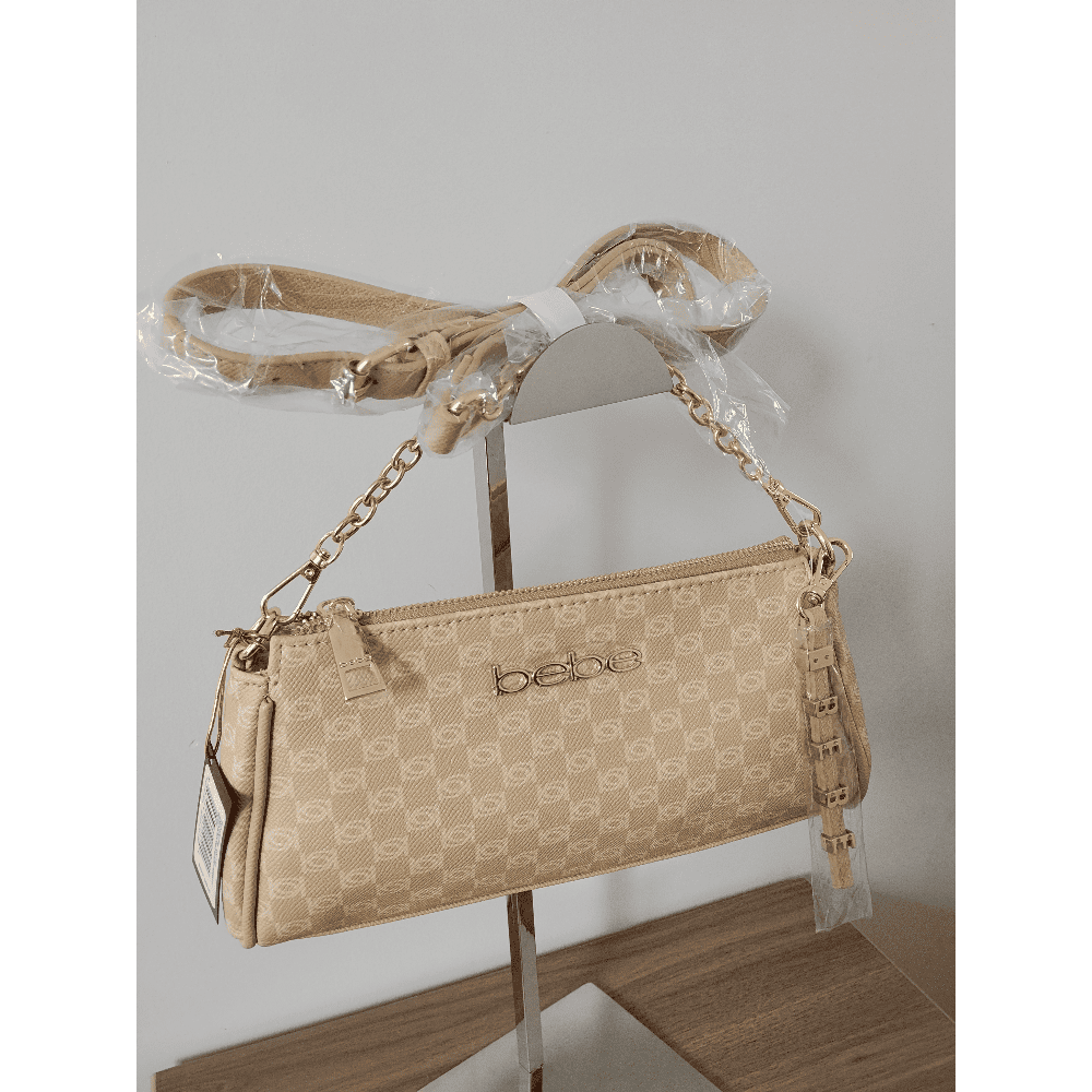 Cartera Crossbody  tipo Baguette  con correa ajustable Beige