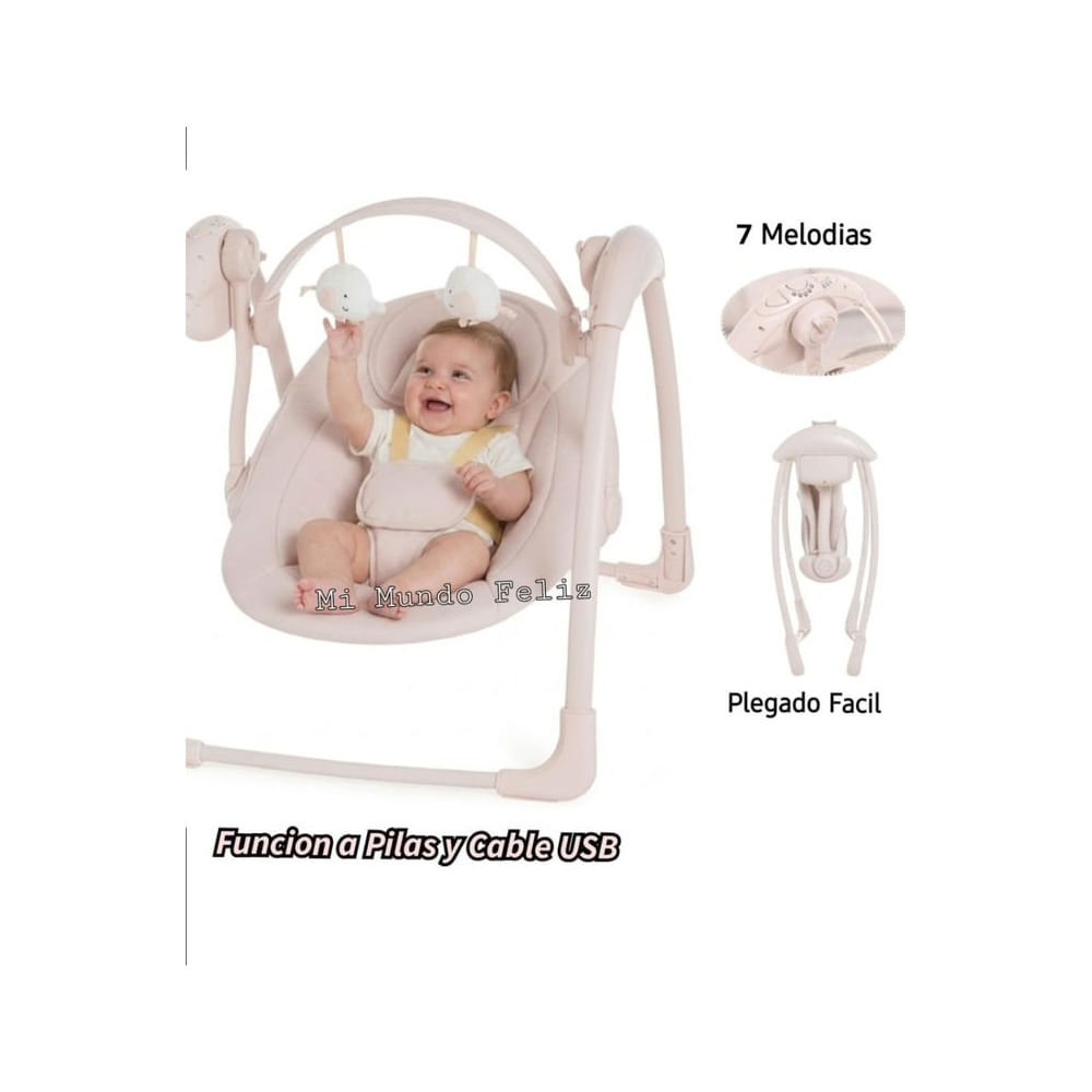 Mecedora para Bebe Swing Musical Electrica y Pilas BLue Beige