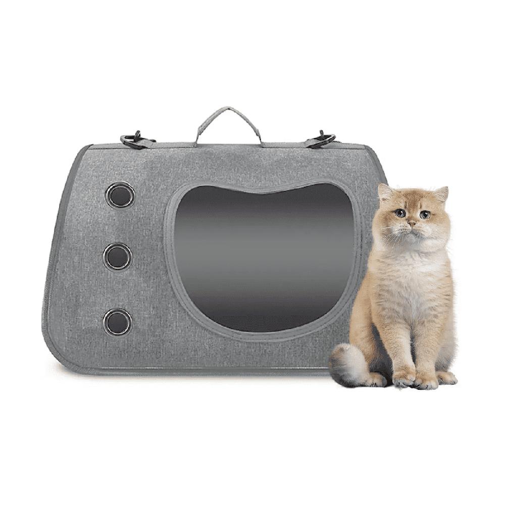 Bolso Transportador Plegable para Gatos Cómodo Ventilado y Seguro - 40x24x24 - GRIS