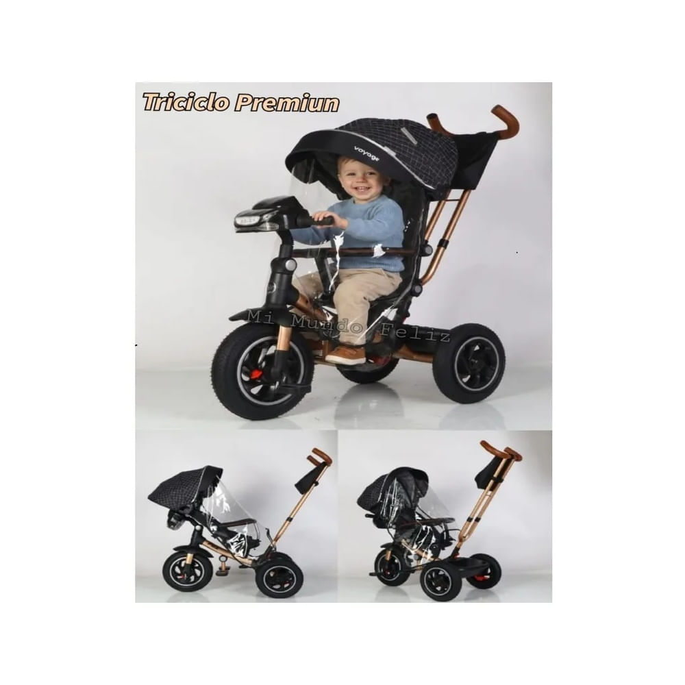 Triciclo para Niños Asiento Giratorio Bluetooth Negro Negro