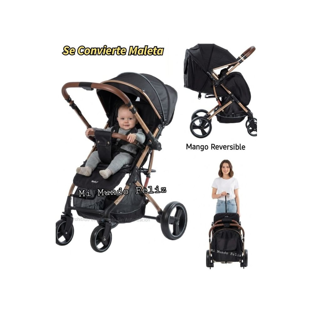 Coche para Bebe Mango Reversible Negro Tipo Maleta Negro clásico