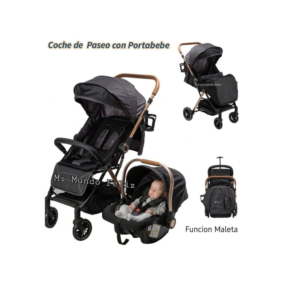 Coche Para Bebe Con Portabebe Malet - Negro Negro