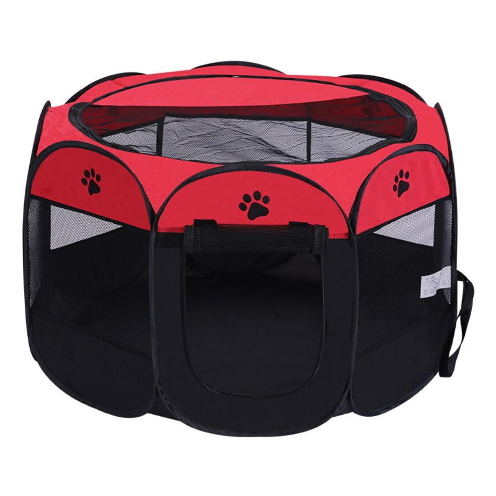 Corral Cama para Gatos Perros Casa para Mascotas Plegable 58x90x90cm Rojo