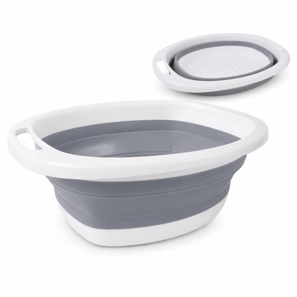 Lavadero Tina Plegable de Silicona Multifuncional Portátil con Asas Gris