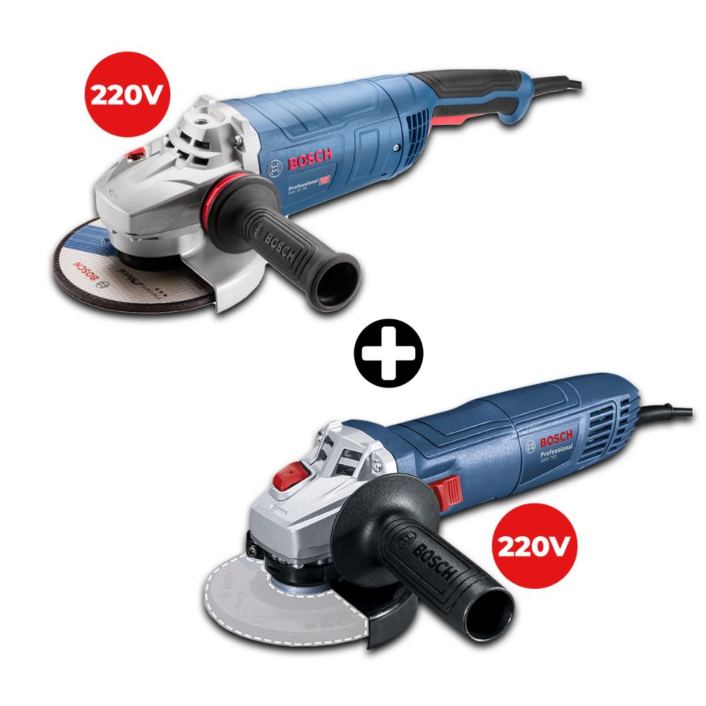 Amoladora Gws25-180 7" 2500w + Amoladora Gws7004 1/2" 710w Bosch