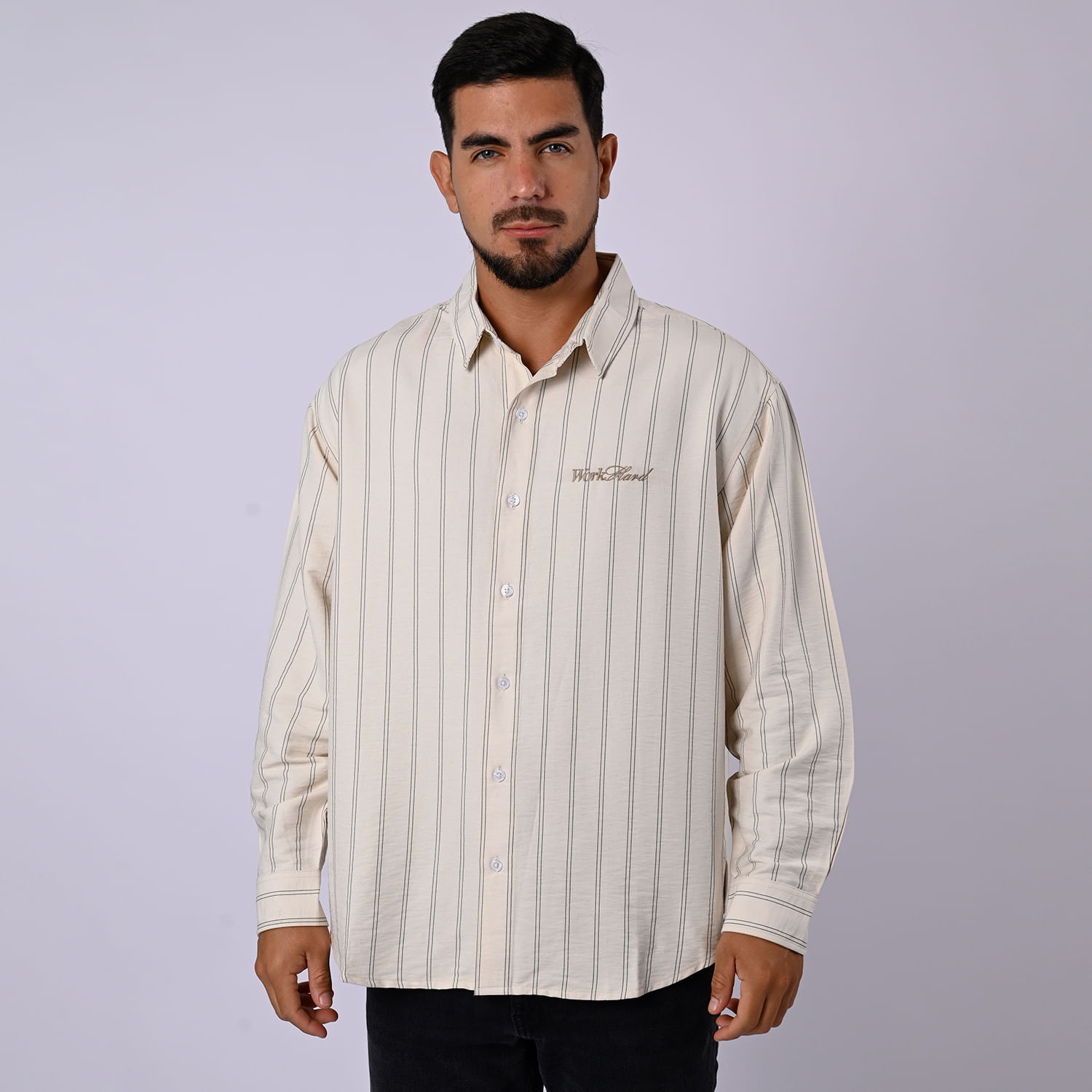 Camisa Manga Larga Hombre Stark H26 Bourne Crema Talla L