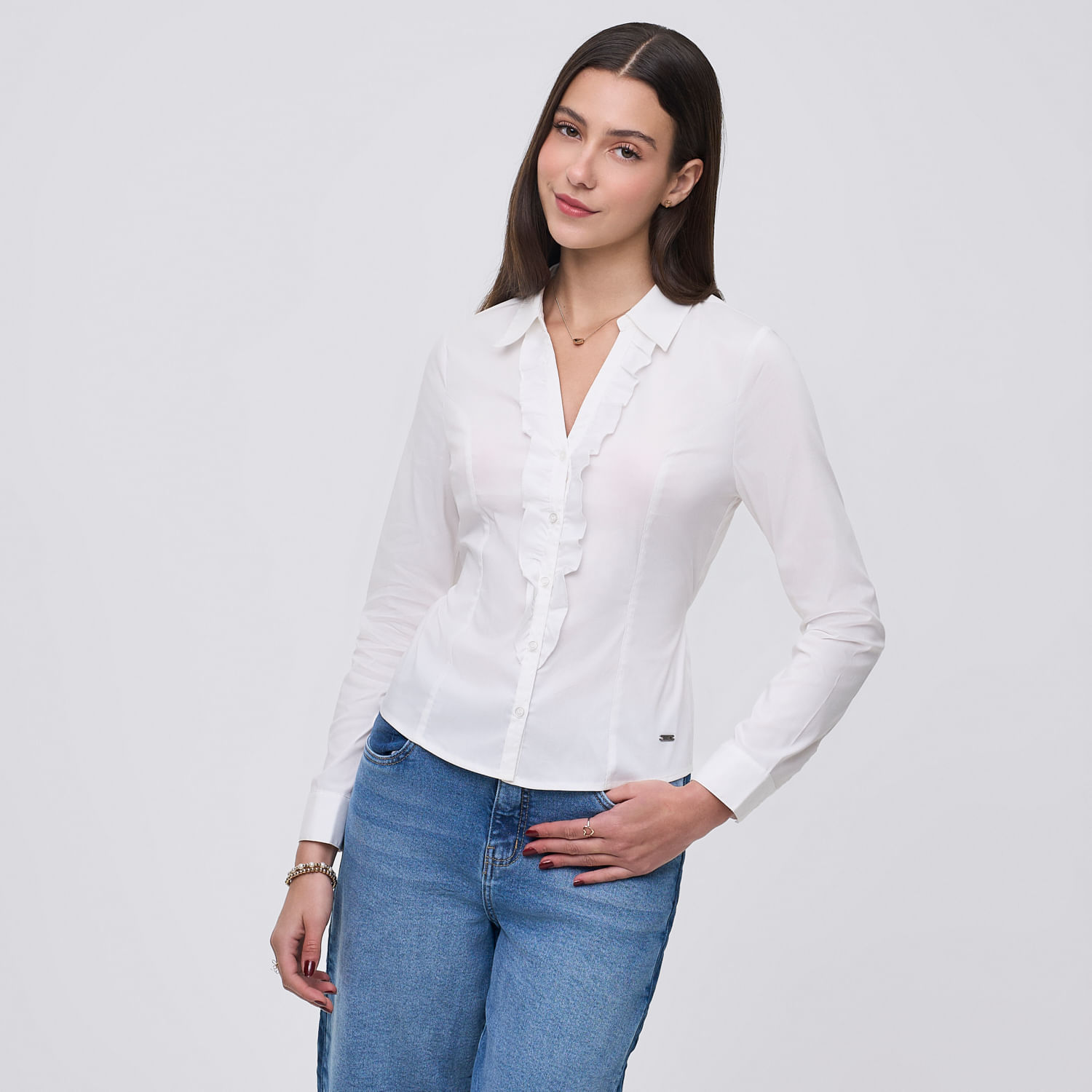 Blusa Mujer Fit 1 Amc Manga Larga Blanco M