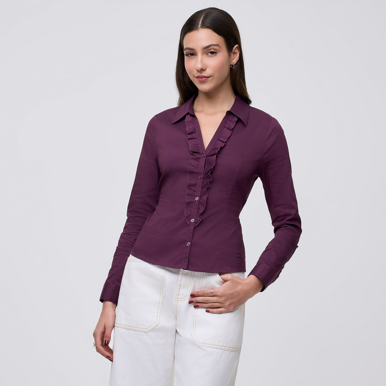 Blusa Mujer Fit 1 Amc Manga Larga Morado L