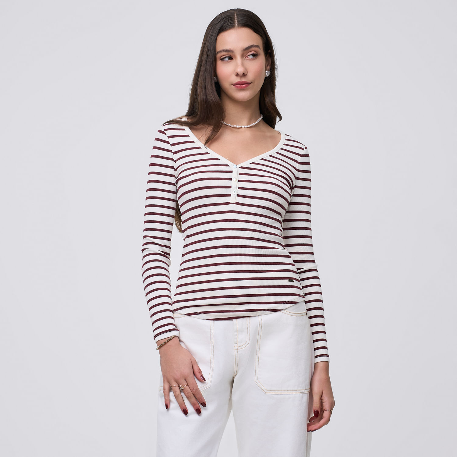 Polo Mujer Snap Amc Manga Larga Guinda S