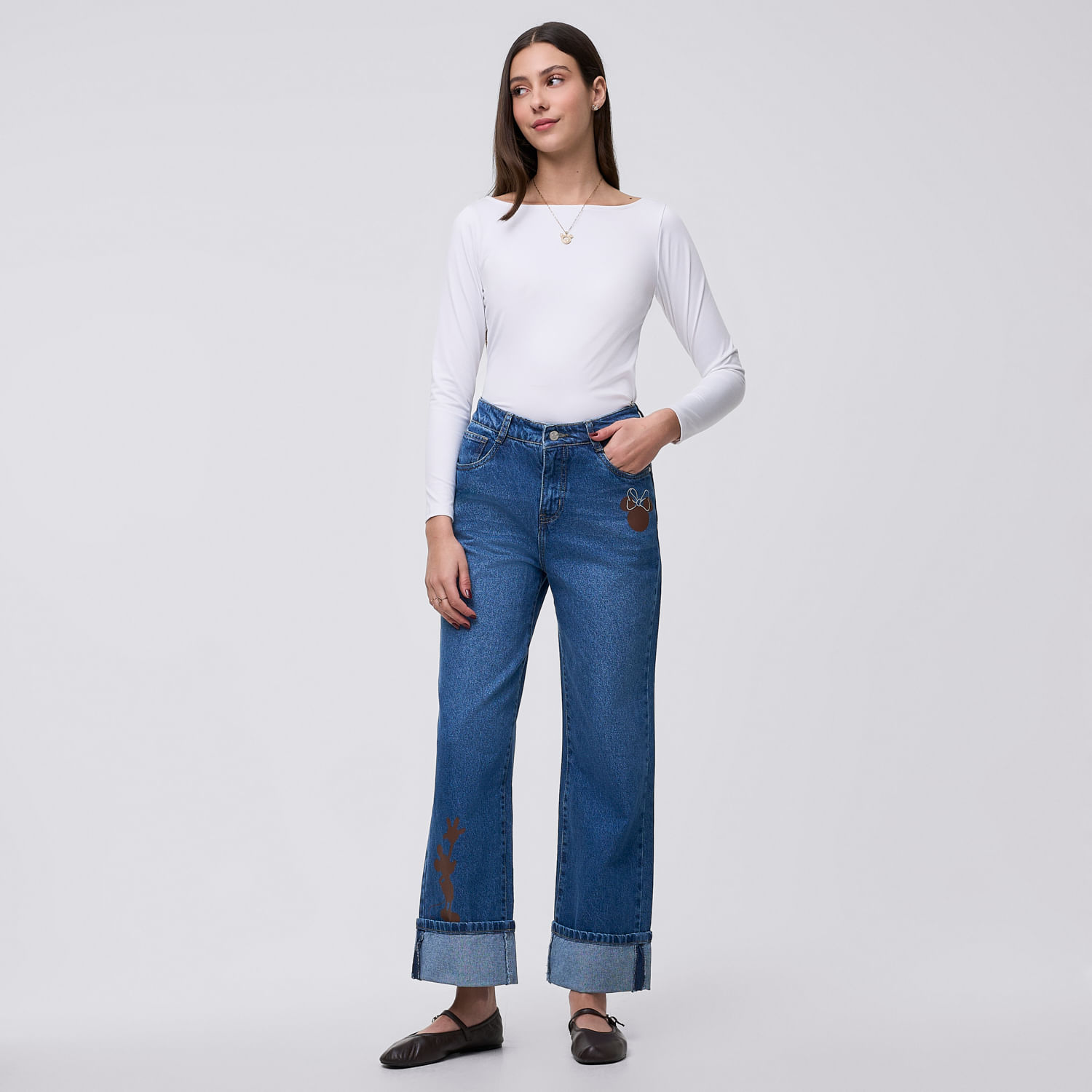 Jean Mujer Doble Disney Straight Azulino 30