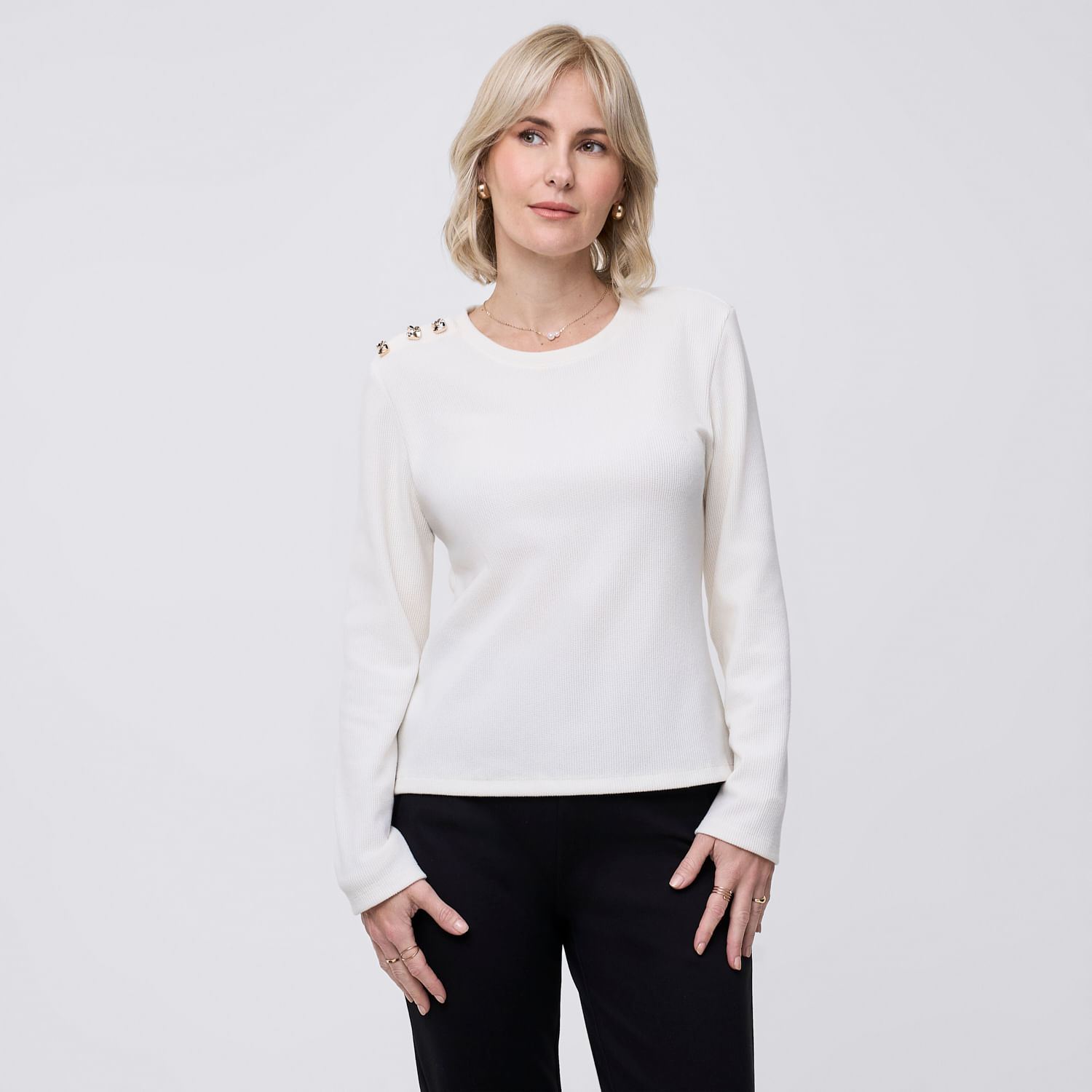 Chompa Mujer Botones Zafin Crema M