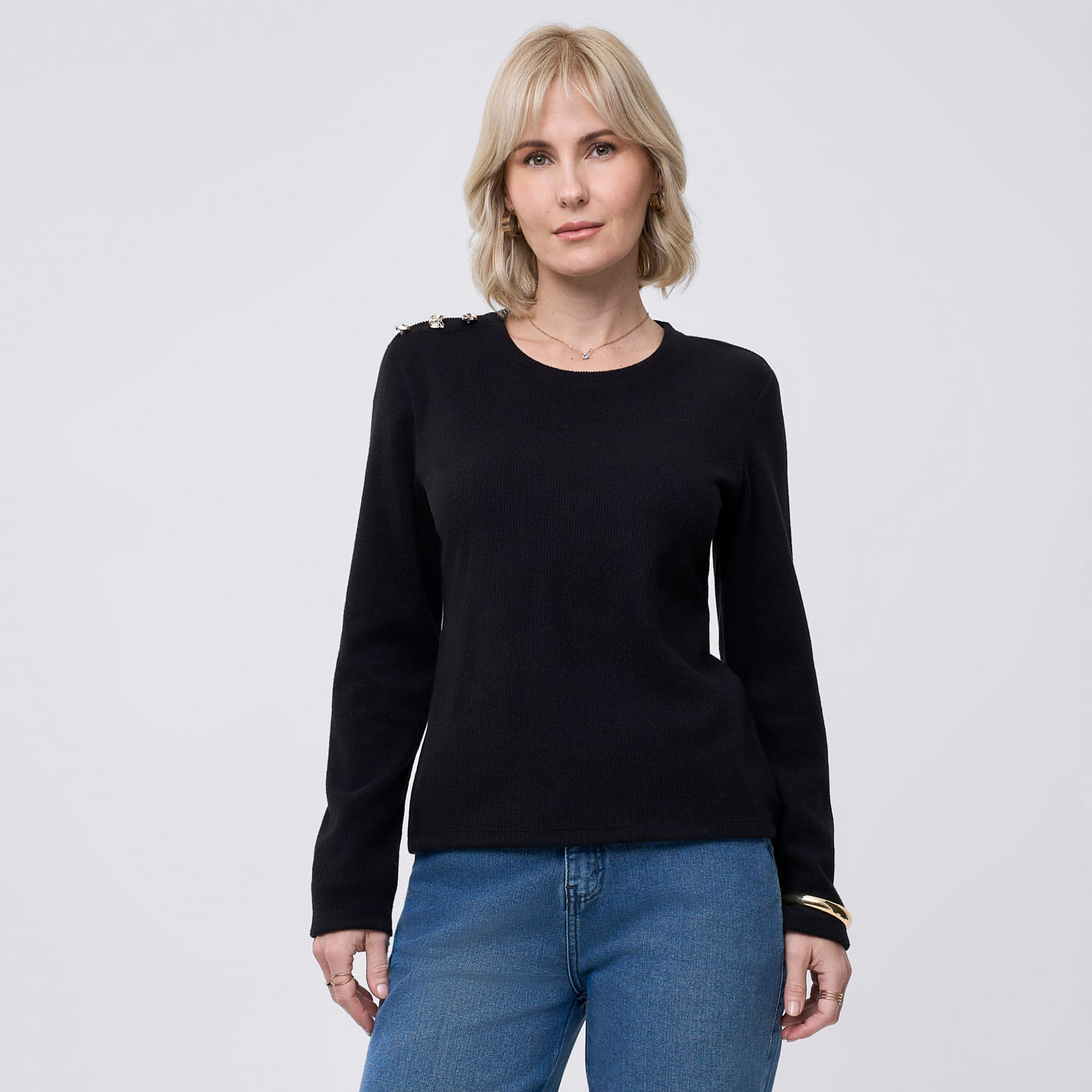 Chompa Mujer Botones Zafin Negro S