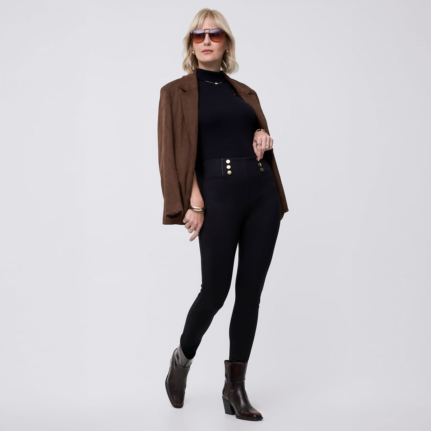 Legging Mujer Botones Zafin Negro Xl